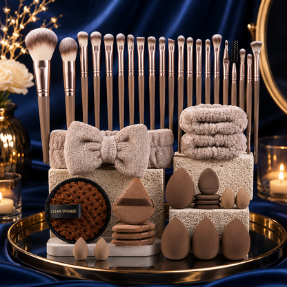 Coffret Pinceaux Maquillage Rose – 20 pièces