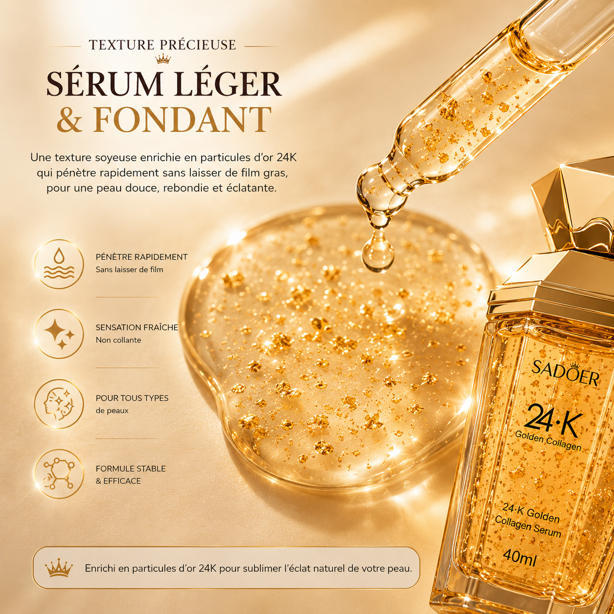 Sérum Collagène Doré 24K – Anti-Âge & Éclat