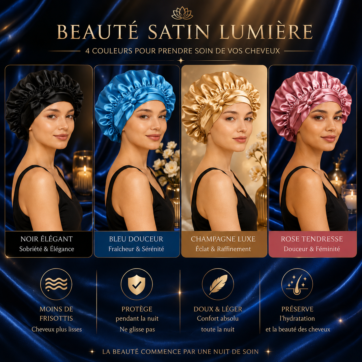 BONNET EN SATIN