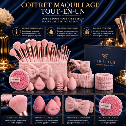 Coffret Pinceaux Maquillage Rose – 20 pièces