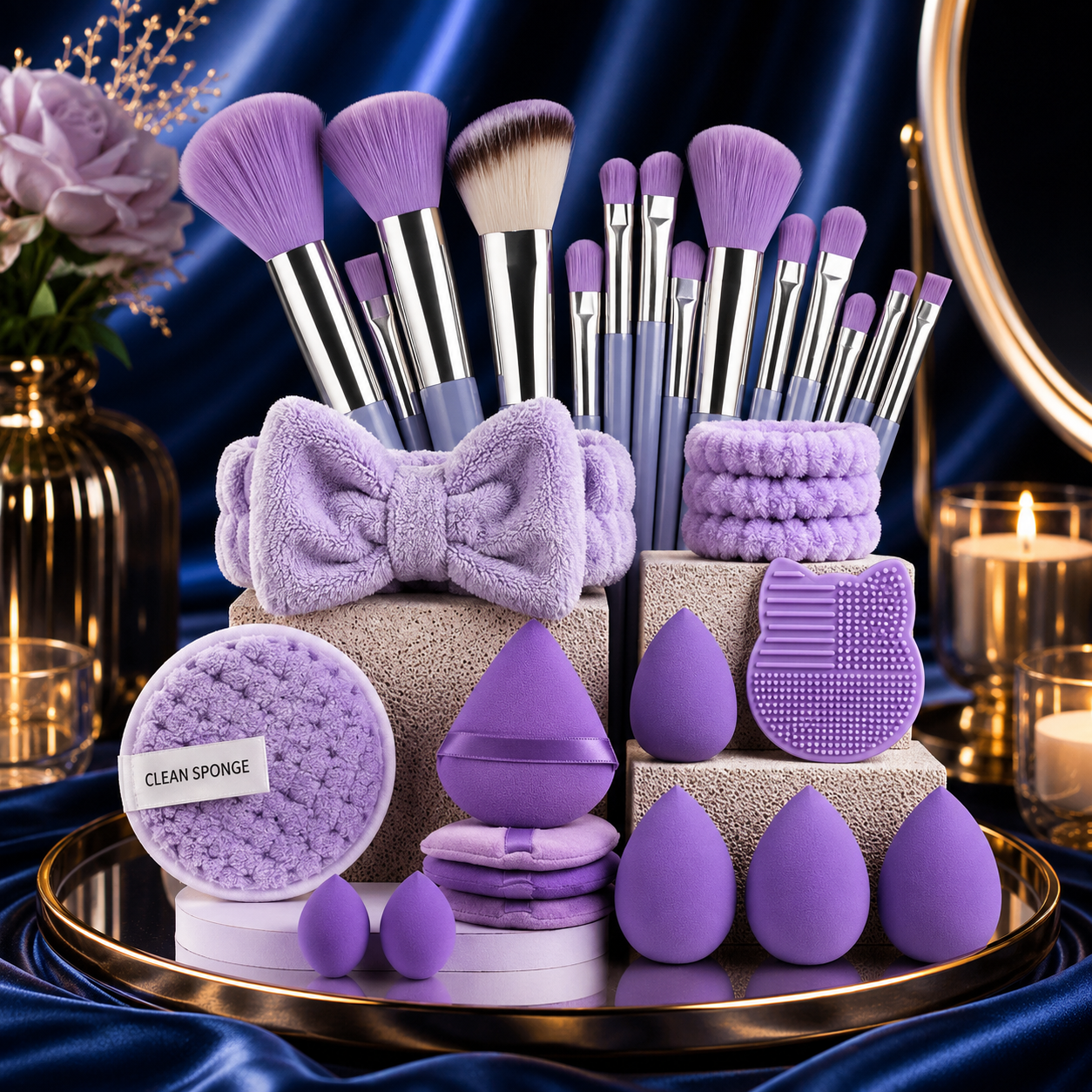 Coffret Pinceaux Maquillage Rose – 20 pièces