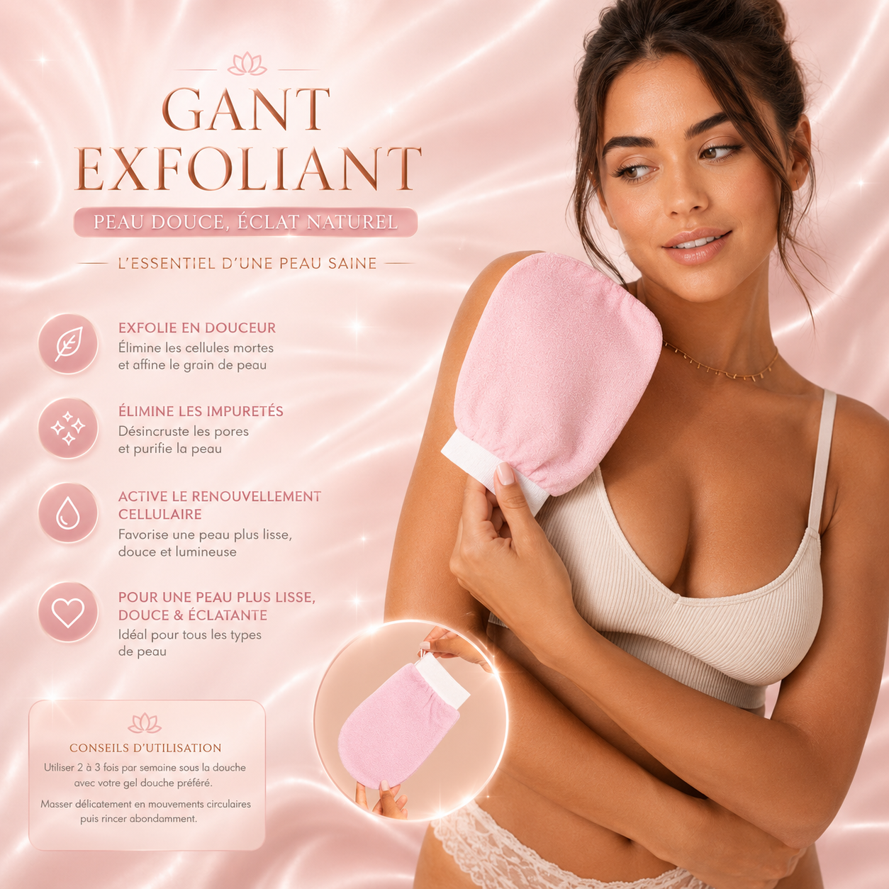 Gant Exfoliant Anti-Poils Incarnés