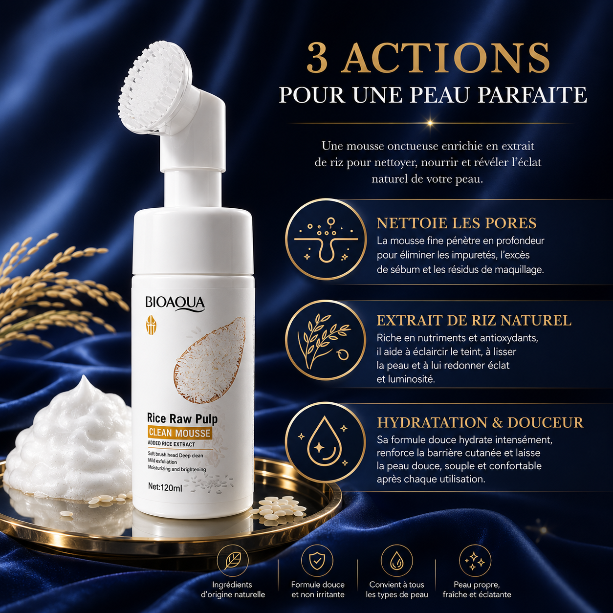 Mousse Nettoyante Éclat de Riz – BIOAQUA